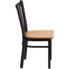 image:imageFlash Furniture Hercules Series Vertical Back Metal Restaurant Chairs Upholstered Armless Dining Chairs for RestaurantsKitchens Set of 2 BlackNatural Wood Seat