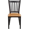 image:imageFlash Furniture Hercules Series Vertical Back Metal Restaurant Chairs Upholstered Armless Dining Chairs for RestaurantsKitchens Set of 2 BlackNatural Wood Seat