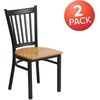 image:imageFlash Furniture Hercules Series Vertical Back Metal Restaurant Chairs Upholstered Armless Dining Chairs for RestaurantsKitchens Set of 2 BlackNatural Wood Seat
