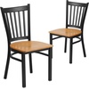 image:imageFlash Furniture Hercules Series Vertical Back Metal Restaurant Chairs Upholstered Armless Dining Chairs for RestaurantsKitchens Set of 2 BlackNatural Wood Seat