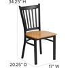 image:imageFlash Furniture Hercules Series Vertical Back Metal Restaurant Chairs Upholstered Armless Dining Chairs for RestaurantsKitchens Set of 2 BlackNatural Wood Seat