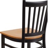 image:imageFlash Furniture Hercules Series Vertical Back Metal Restaurant Chairs Upholstered Armless Dining Chairs for RestaurantsKitchens Set of 2 BlackNatural Wood Seat