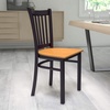 image:imageFlash Furniture Hercules Series Vertical Back Metal Restaurant Chairs Upholstered Armless Dining Chairs for RestaurantsKitchens Set of 2 BlackNatural Wood Seat