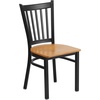 image:imageFlash Furniture Hercules Series Vertical Back Metal Restaurant Chairs Upholstered Armless Dining Chairs for RestaurantsKitchens Set of 2 BlackNatural Wood Seat