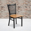 image:imageFlash Furniture Hercules Series Vertical Back Metal Restaurant Chairs Upholstered Armless Dining Chairs for RestaurantsKitchens Set of 2 BlackNatural Wood Seat