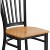 image:imageFlash Furniture Hercules Series Vertical Back Metal Restaurant Chairs Upholstered Armless Dining Chairs for RestaurantsKitchens Set of 2 BlackNatural Wood Seat
