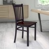 image:imageFlash Furniture Hercules Series Vertical Back Metal Restaurant Chairs Upholstered Armless Dining Chairs for RestaurantsKitchens Set of 2 BlackWalnut Wood Seat