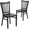 image:imageFlash Furniture Hercules Series Vertical Back Metal Restaurant Chairs Upholstered Armless Dining Chairs for RestaurantsKitchens Set of 2 BlackWalnut Wood Seat