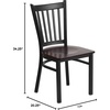 image:imageFlash Furniture Hercules Series Vertical Back Metal Restaurant Chairs Upholstered Armless Dining Chairs for RestaurantsKitchens Set of 2 BlackWalnut Wood Seat