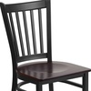 image:imageFlash Furniture Hercules Series Vertical Back Metal Restaurant Chairs Upholstered Armless Dining Chairs for RestaurantsKitchens Set of 2 BlackWalnut Wood Seat