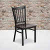image:imageFlash Furniture Hercules Series Vertical Back Metal Restaurant Chairs Upholstered Armless Dining Chairs for RestaurantsKitchens Set of 2 BlackWalnut Wood Seat