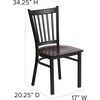 image:imageFlash Furniture Hercules Series Vertical Back Metal Restaurant Chairs Upholstered Armless Dining Chairs for RestaurantsKitchens Set of 2 BlackWalnut Wood Seat