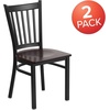 image:imageFlash Furniture Hercules Series Vertical Back Metal Restaurant Chairs Upholstered Armless Dining Chairs for RestaurantsKitchens Set of 2 BlackWalnut Wood Seat