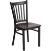 image:imageFlash Furniture Hercules Series Vertical Back Metal Restaurant Chairs Upholstered Armless Dining Chairs for RestaurantsKitchens Set of 2 BlackWalnut Wood Seat