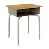 image:imageFlash Furniture Hercules Student Desk with Open Front Metal Book Box Desktop and Frame and HeavyDuty Flex Comfort Classroom Stack Set of 1 Natural TopBlack ChairMaple TopBlack Chair