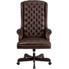 image:imageFlash Furniture High Back Traditional Fully Tufted Black LeatherSoft Executive Swivel Ergonomic Office Chair with ArmsBrown