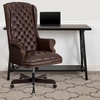 image:imageFlash Furniture High Back Traditional Fully Tufted Black LeatherSoft Executive Swivel Ergonomic Office Chair with ArmsBrown
