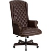 image:imageFlash Furniture High Back Traditional Fully Tufted Black LeatherSoft Executive Swivel Ergonomic Office Chair with ArmsBrown