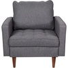 image:imageFlash Furniture Hudson Commercial MidCentury Modern Chair  Dark Gray Faux Linen Upholstery  Buttonless Tufted Seat  Solid Wood LegsDark Gray
