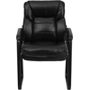 image:imageFlash Furniture Isla LeatherSoft Executive Side Reception Chair with Padded Arms and Sled Base Upholstered Side Chair for Living RoomOffice BlackBlack Leathersoft