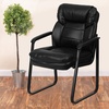 image:imageFlash Furniture Isla LeatherSoft Executive Side Reception Chair with Padded Arms and Sled Base Upholstered Side Chair for Living RoomOffice BlackBlack Leathersoft