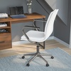 image:imageFlash Furniture James MidBack Designer Executive Office Chair  Black LeatherSoft Upholstery  Brushed Gold Base and Arms  Height Adjustable 360 Swivel SeatWhiteChrome