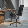 image:imageFlash Furniture James MidBack Designer Executive Office Chair  Black LeatherSoft Upholstery  Brushed Gold Base and Arms  Height Adjustable 360 Swivel SeatBlackGold