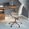 image:imageFlash Furniture James MidBack Designer Executive Office Chair  Black LeatherSoft Upholstery  Brushed Gold Base and Arms  Height Adjustable 360 Swivel SeatTaupeChrome