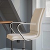image:imageFlash Furniture James MidBack Designer Executive Office Chair  Black LeatherSoft Upholstery  Brushed Gold Base and Arms  Height Adjustable 360 Swivel SeatTaupeChrome