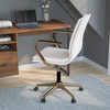 image:imageFlash Furniture James MidBack Designer Executive Office Chair  Black LeatherSoft Upholstery  Brushed Gold Base and Arms  Height Adjustable 360 Swivel SeatWhiteGold