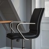 image:imageFlash Furniture James MidBack Designer Executive Office Chair  Black LeatherSoft Upholstery  Brushed Gold Base and Arms  Height Adjustable 360 Swivel SeatBlackChrome