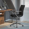 image:imageFlash Furniture James MidBack Designer Executive Office Chair  Black LeatherSoft Upholstery  Brushed Gold Base and Arms  Height Adjustable 360 Swivel SeatBlackChrome
