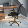 image:imageFlash Furniture James MidBack Designer Executive Office Chair  Black LeatherSoft Upholstery  Brushed Gold Base and Arms  Height Adjustable 360 Swivel SeatBlackGold