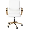image:imageFlash Furniture James MidBack Designer Executive Office Chair  Black LeatherSoft Upholstery  Brushed Gold Base and Arms  Height Adjustable 360 Swivel SeatWhiteGold