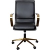 image:imageFlash Furniture James MidBack Designer Executive Office Chair  Black LeatherSoft Upholstery  Brushed Gold Base and Arms  Height Adjustable 360 Swivel SeatBlackGold