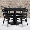 image:imageFlash Furniture Jamie 36 Square Black Laminate Table Set with Round Base and 4 Ladder Back Metal Chairs  Black Vinyl SeatBlack TopBlack Vinyl Seat