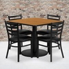 image:imageFlash Furniture Jamie 36 Square Black Laminate Table Set with Round Base and 4 Ladder Back Metal Chairs  Black Vinyl SeatNatural TopBlack Vinyl Seat