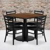 image:imageFlash Furniture Jamie 36 Square Black Laminate Table Set with Round Base and 4 Ladder Back Metal Chairs  Black Vinyl SeatWalnut TopBlack Vinyl Seat