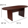 image:imageFlash Furniture Jones 6 Oval Multipurpose Conference Table Business Meeting Table for Office and Conference Rooms Rustic GrayMahogany