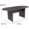 image:imageFlash Furniture Jones 6 Oval Multipurpose Conference Table Business Meeting Table for Office and Conference Rooms Rustic GrayRustic Gray