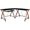 image:imageFlash Furniture Jude Black Glass LShape Corner Computer Desk with PullOut Keyboard TrayBlack