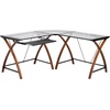 image:imageFlash Furniture Jude Black Glass LShape Corner Computer Desk with PullOut Keyboard TrayClearCherry