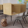 image:imageFlash Furniture Justin HeightAdjustable Student Study Carrel for Testing CentersClassrooms Modular Study CarrelPrivate Student Testing Desk GrayOak