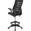 image:imageFlash Furniture Kale HighBack Ergonomic Mesh Office Chair with FlipUp Arms and Adjustable Foot Ring SpineBack Tall Executive Swivel Chair BlackBlack