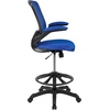image:imageFlash Furniture Kale MidBack White Mesh Ergonomic Drafting Chair  Adjustable Foot Ring FlipUp ArmsBlue