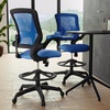image:imageFlash Furniture Kale MidBack White Mesh Ergonomic Drafting Chair  Adjustable Foot Ring FlipUp ArmsBlue