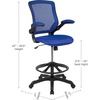 image:imageFlash Furniture Kale MidBack White Mesh Ergonomic Drafting Chair  Adjustable Foot Ring FlipUp ArmsBlue