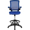 image:imageFlash Furniture Kale MidBack White Mesh Ergonomic Drafting Chair  Adjustable Foot Ring FlipUp ArmsBlue