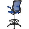 image:imageFlash Furniture Kale MidBack White Mesh Ergonomic Drafting Chair  Adjustable Foot Ring FlipUp ArmsBlue