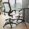 image:imageFlash Furniture Kale MidBack White Mesh Ergonomic Drafting Chair  Adjustable Foot Ring FlipUp ArmsWhite